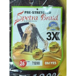Spetra Braid Pre-Stretched Anti-Fungal Hair Fiber 3 BRAIDS Color T1B/900